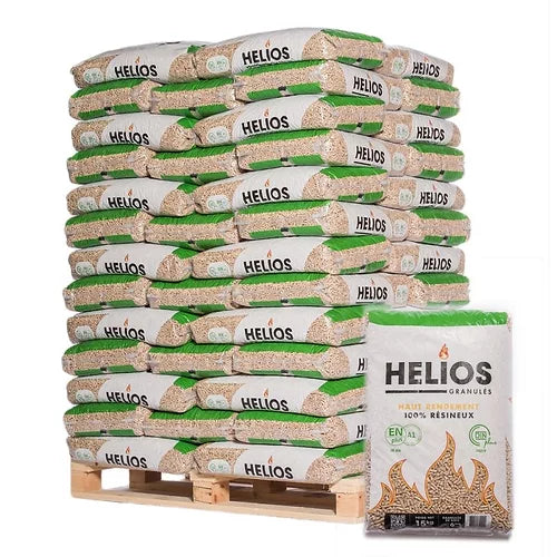 Hochleistungs-Holzpellets HELIOS – Palette 975 kg (65 Säcke)