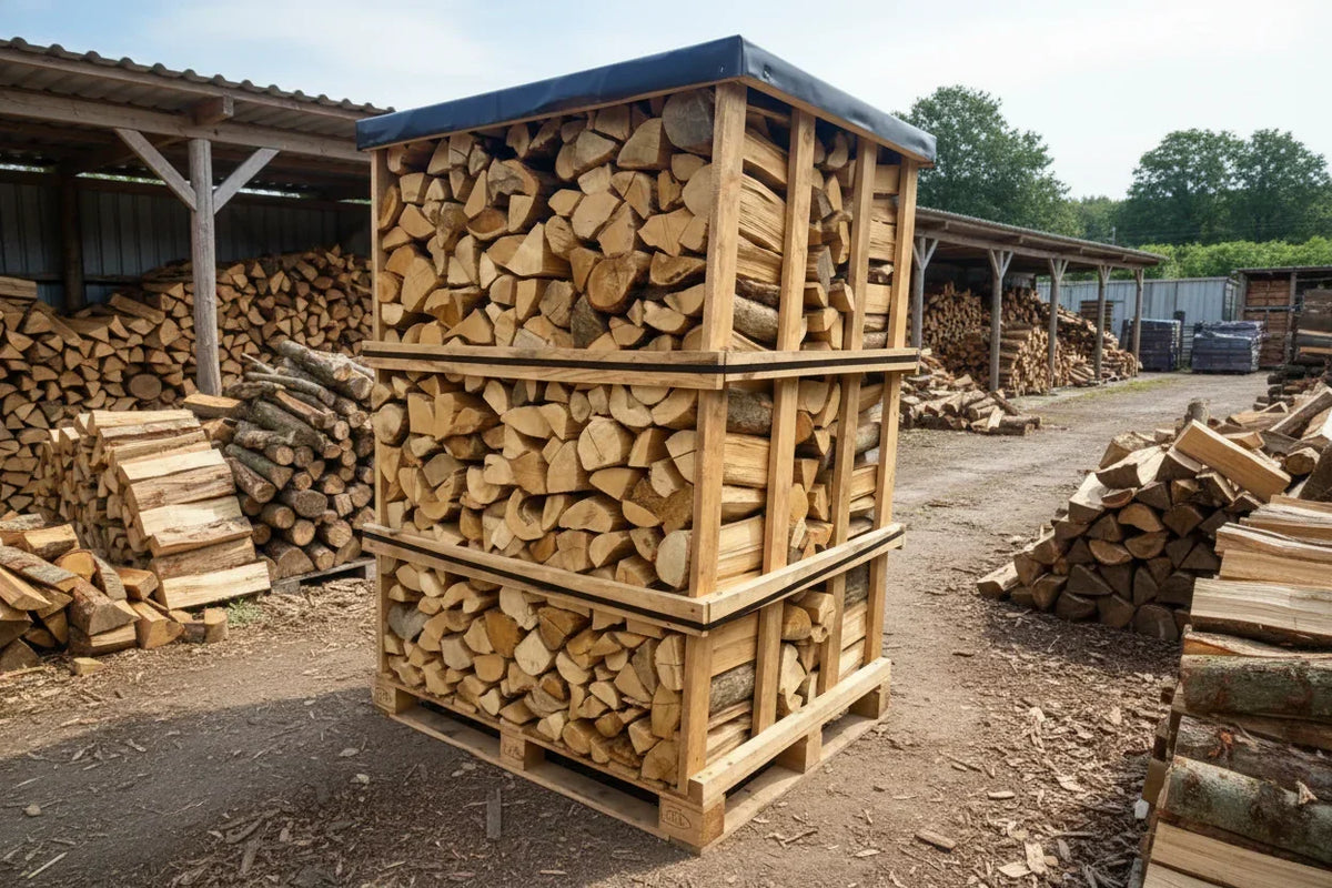 Holzpalette 40 cm – 2,7 Kubikmeter – ideal für Ofen und Kamin H1 G1