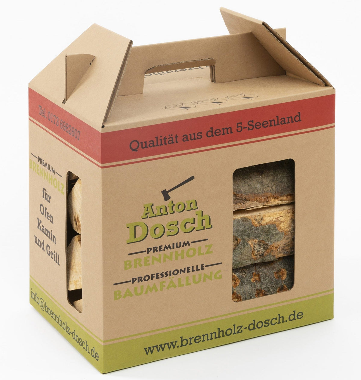 Brennholz in einer Kiste